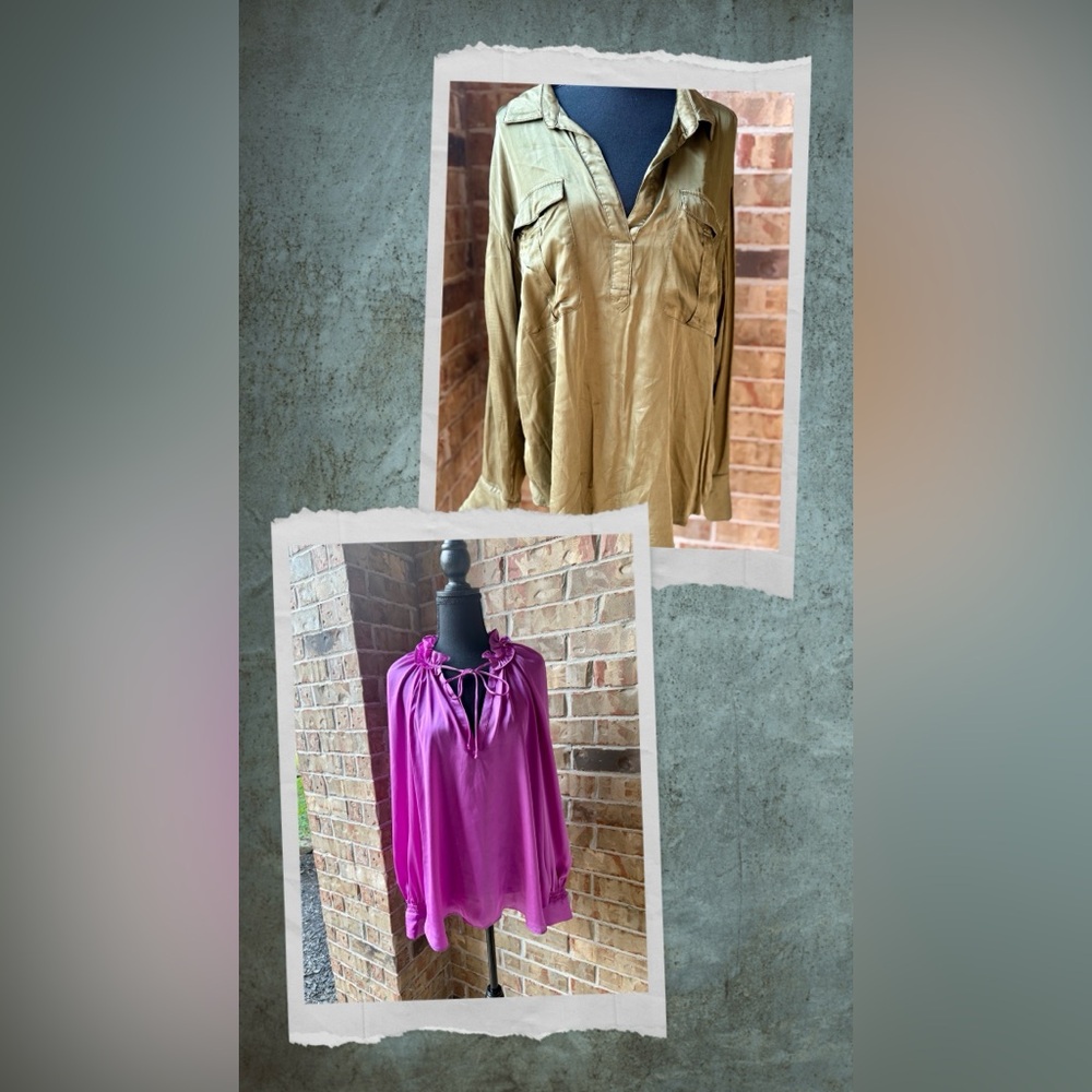 Anthropologie Green and Purple Blouses - Bundle